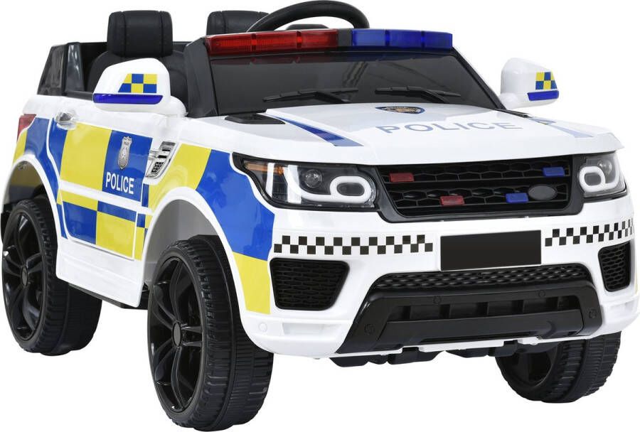 Elektrische kinderauto 2 zitplaatsen politieauto voor kinderen met 2.4G afstandsbediening 2 versnellingen softstart elektrische auto met MP3 muziek claxon koplampen 3-5 km u 12V kindervoertuig voor kinderen van 37 tot 95 m