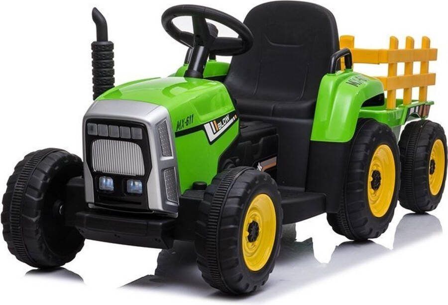 Elektrische kinderauto Tractor elektrisch 12V + trailer elektrische kinder tractor (Groen)