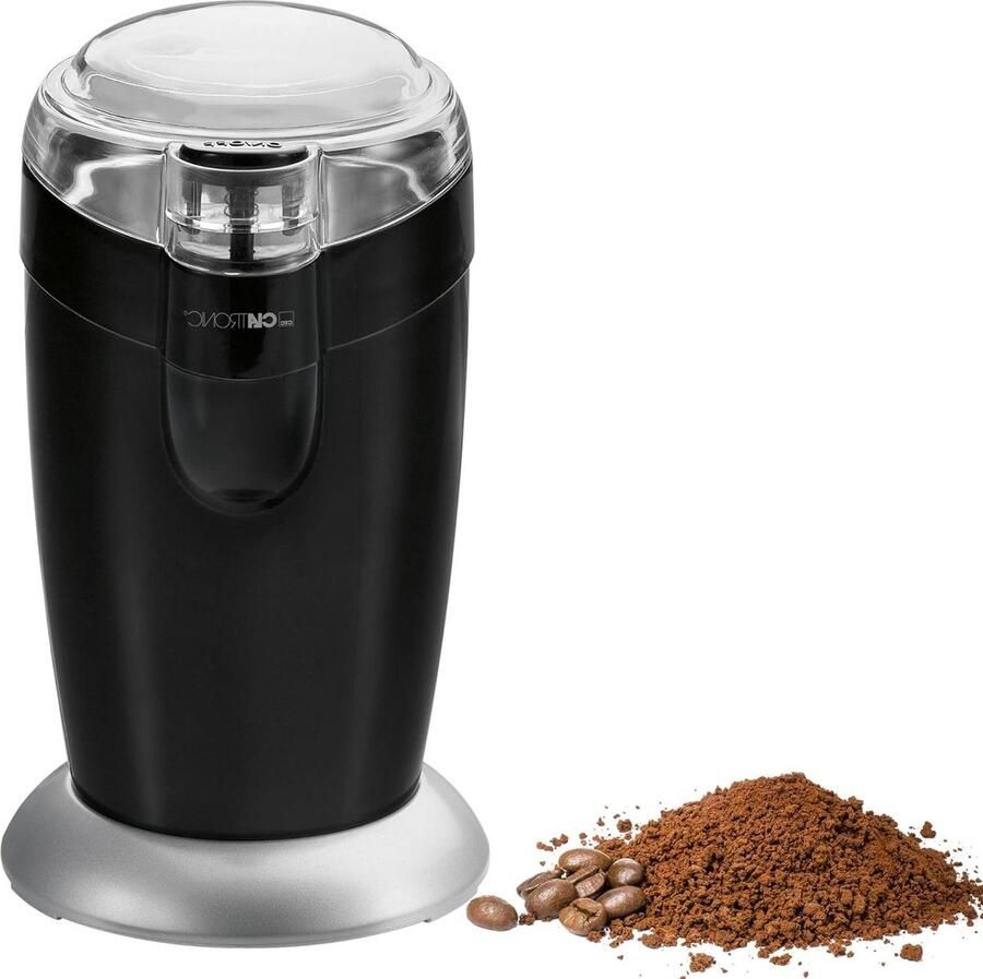 Elektrische koffiemolen met slagmechanisme 40 g capaciteit impulswerking zwart roestvrij staal Clatronic KSW 3306 coffee grinder manual