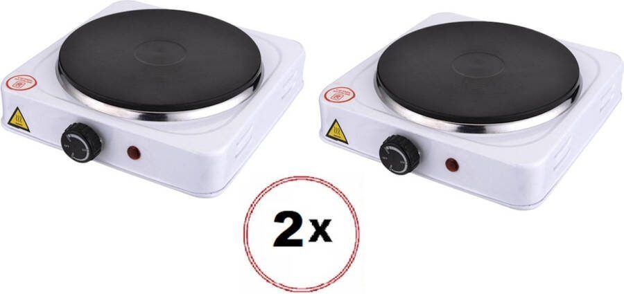 Elektrische kookplaat vrijstand Wit 1 pits 1000W 2 Stuks