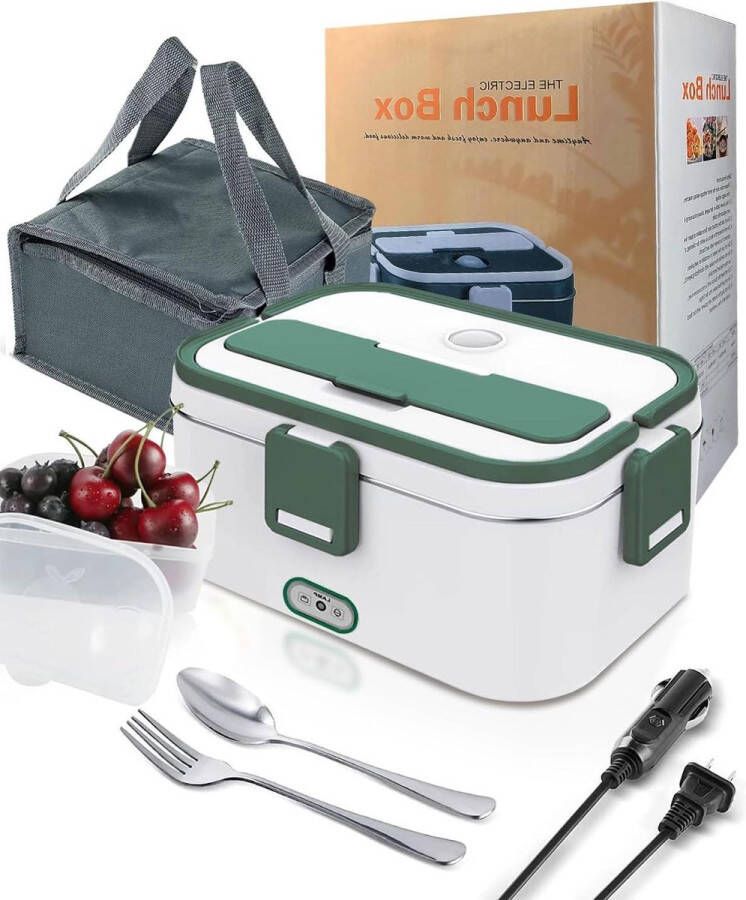 Elektrische lunchbox 18 l 60 W upgrade 2023 Grote capaciteit IPX4 waterdicht 220 V 12 V 24 V Draagbaar Voor auto thuis Wit en groen