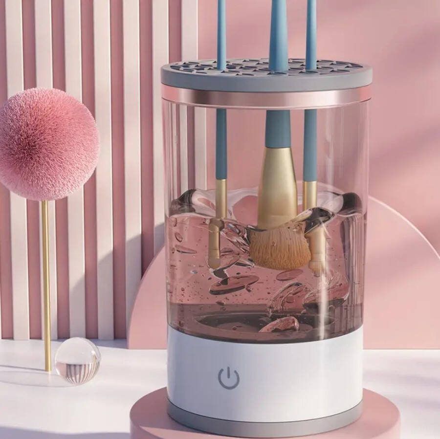 Elektrische Make Up Kwasten Reiniger Snelle reiniging Brush Cleaner Multi Brush Cleaner Wit Rosé