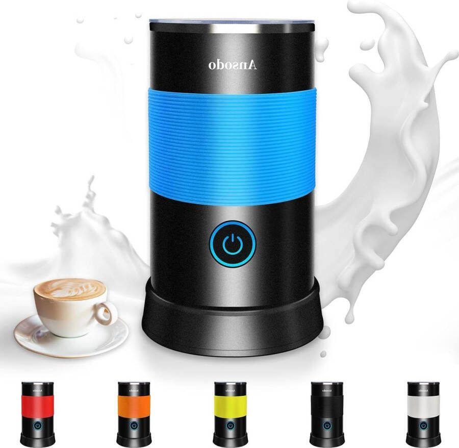 Elektrische melkopschuimer 240 ml 5-in-1 600 W warme en koude melkschuim melkverwarming koffie cappuccino latte Blauw