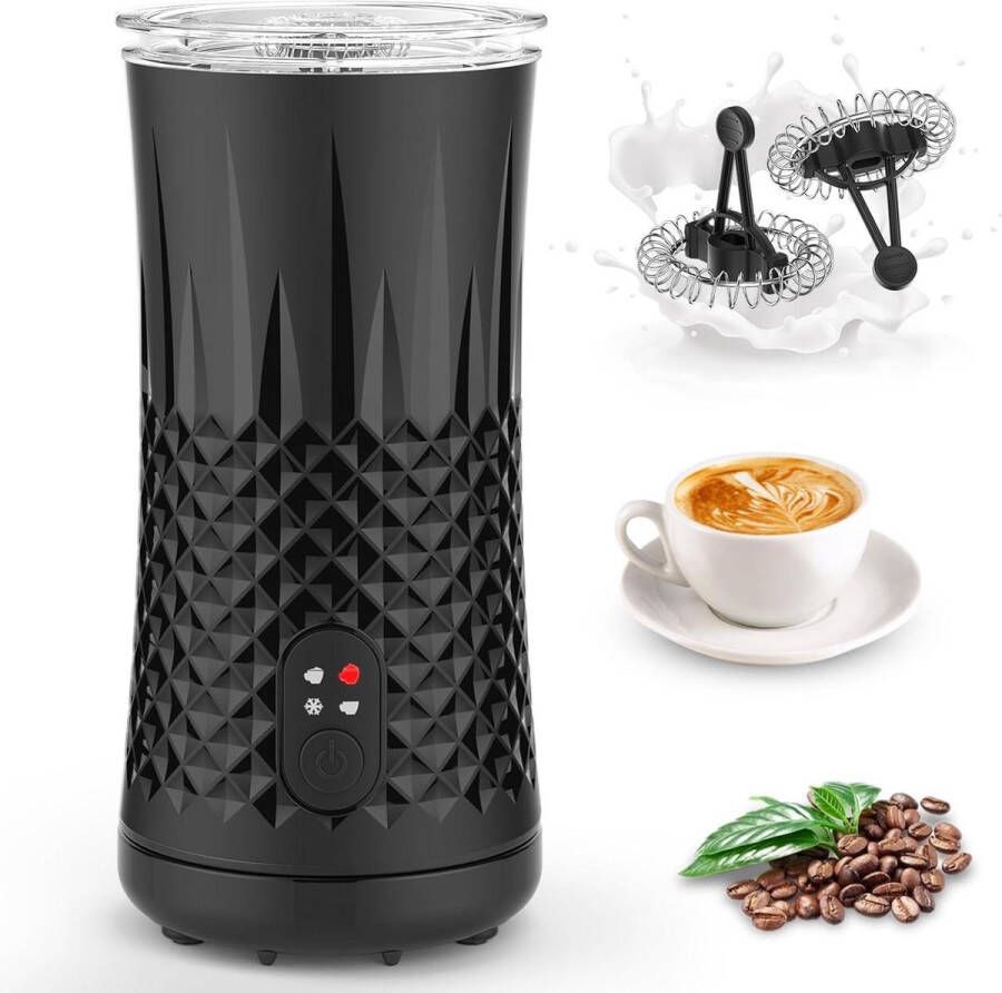 Elektrische melkopschuimer 4-in-1 zwart voor cappuccino en latte art