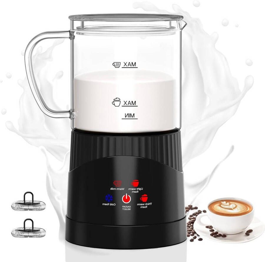 Elektrische melkopschuimer 400 ml inductie Automatische uitschakeling Latte macchiato cappuccino Zwart