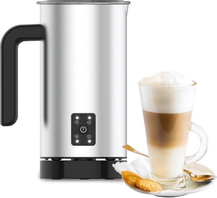 Elektrische melkopschuimer stille cappuccino-functie 550 W vermogen antiaanbaklaag afneembare bodem voor gourmetkoffie thuis inhoud 150 ml 300 ml roestvrij staal