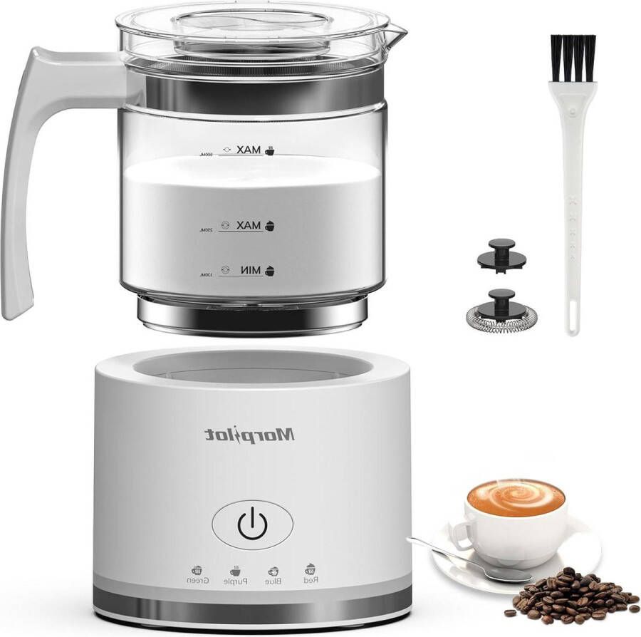 Elektrische Melkopschuimer van Glas 4-in-1 Functie Grote Capaciteit 500 ml Geschikt voor Koffie Warme Melk Cappuccino Macchiato en Meer