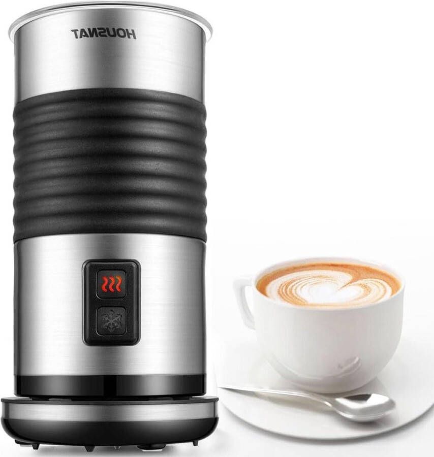 Elektrische melkopschuimer voor cappuccino en latte macchiato 4-in-1 melkopschuimer 400 W 200 ml warm en koud melkschuim Strix-bediening roestvrij staal anti-aanbaklaag