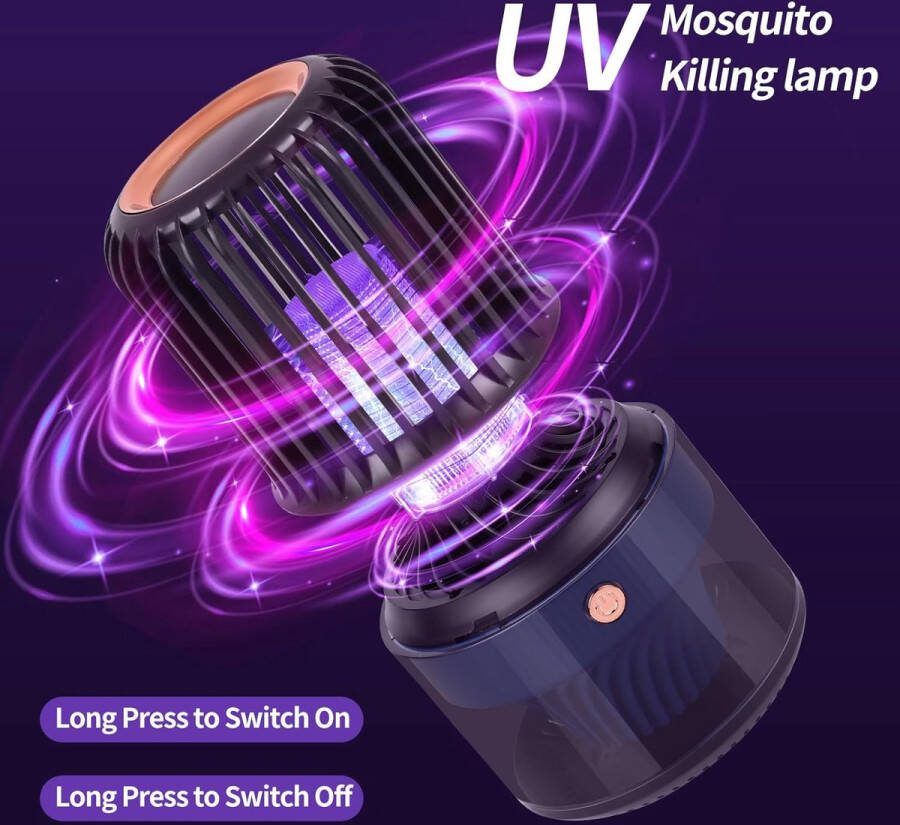 Elektrische Muggenlamp 4000 mAh USB Oplaadbaar UV Muggenlamp voor Binnen en Buiten Ongediertebestrijding voor Terras en Camping