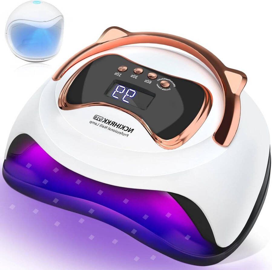 Elektrische Nageldroger 180W LED nagellamp met handvat- 4 timers LCD-sensordisplay- afneembare voet professioneel voor alle nagellakken