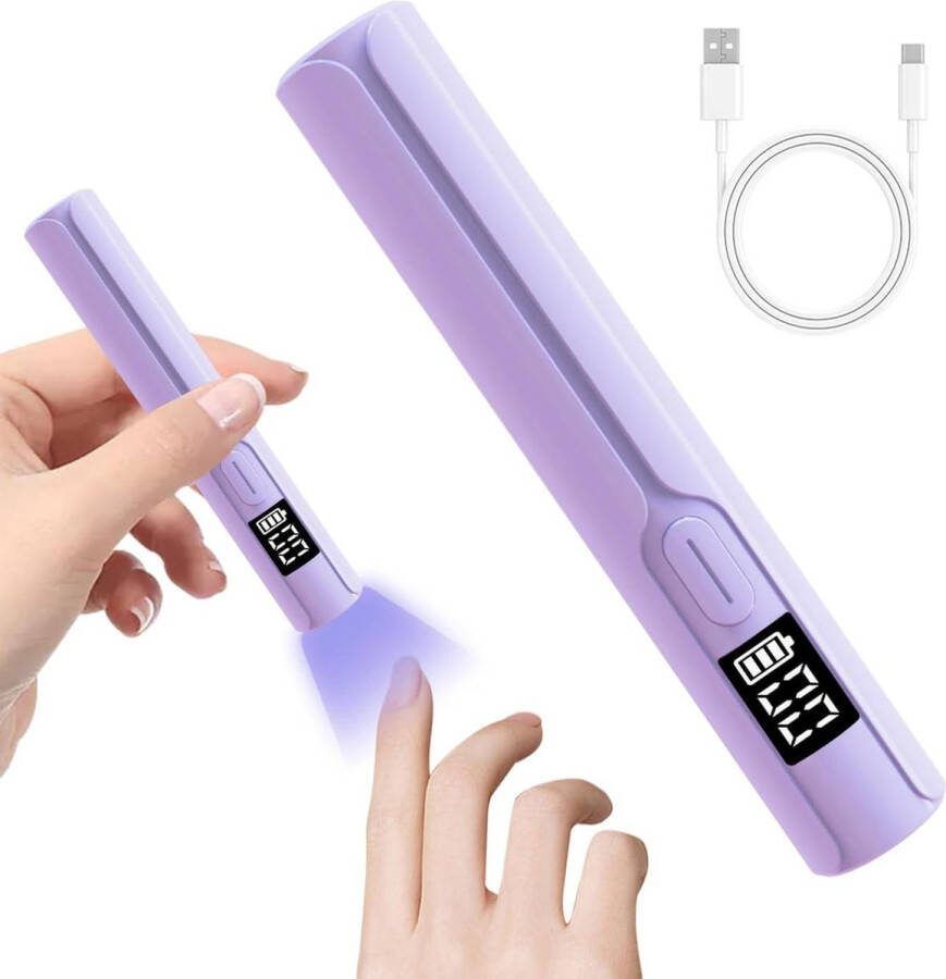 Elektrische Nageldroger Handheld UV Licht Draagbare LED Nagellamp Oplaadbaar Draadloos U V Led Nagellamp voor Snelle Uitharding Kleine Nageldroger met 2 Timers LED Scherm