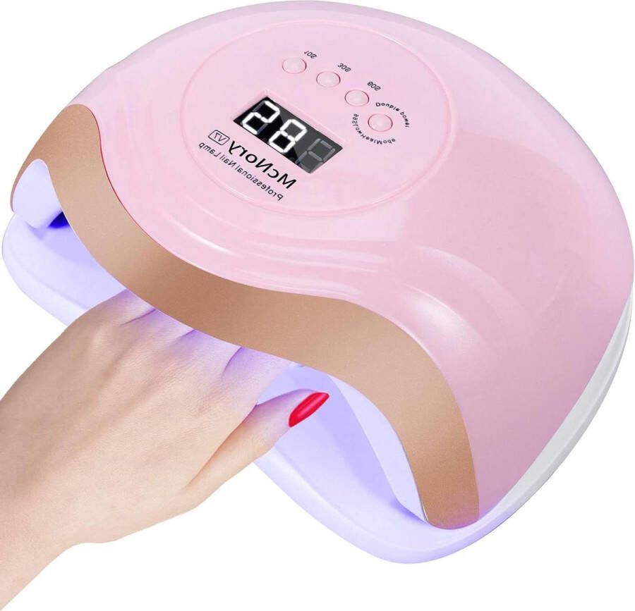 Elektrische Nageldroger met 54W nagellamp 18 leds UV-lamp timer van 30-60-90 seconden infraroodsensor digitaal displayscherm geschikt voor alle gelnagellak roze