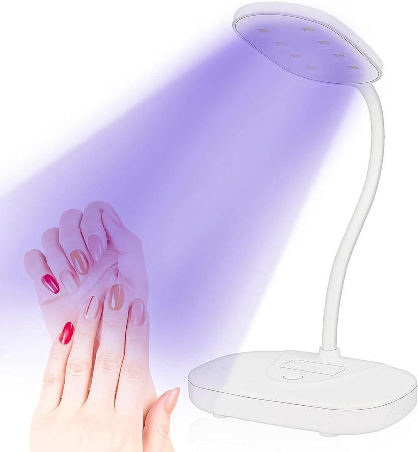 Elektrische Nageldroger Mini-Draagbare Nagellamp 12 W UV-Lamp voor Gelnagels 360 Graden Draaibaar LED-Gelnagellamp met 60 Seconden Timer USB-Oplaadbaar Thuis Doe-Het-Zelf Nageldroger UV