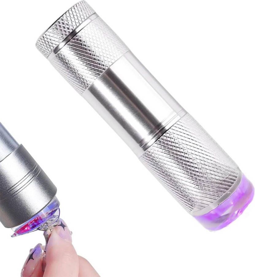 Elektrische Nageldroger Mini-nageldroger voor manicure-pedicure uv-ledlamp draagbaar uv-nageldroger met zaklamp voor nagels perskop van siliconen (zilver)