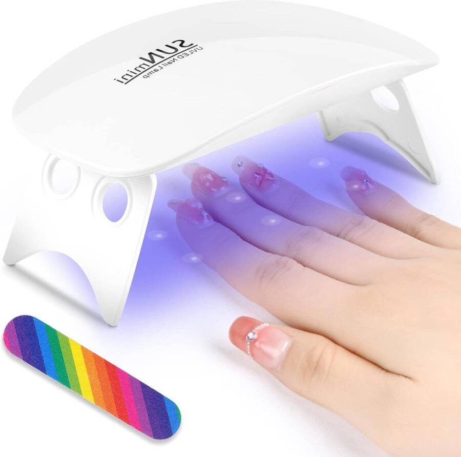 Elektrische Nageldroger Mini UV-lamp voor gelnagels draagbare USB-led-nagellamp 60s-120s timer nageldrogerlamp met 6 led-lampen met nagelvijl nagelgereedschap voor het drogen van vingernagels en teennagels (D)