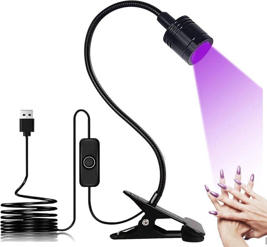 Elektrische Nageldroger UV Lamp 3 W USB Uv Nageldroger Utraviolet Clip Gelnagels Verstelbare Kop Werkvinger Hand