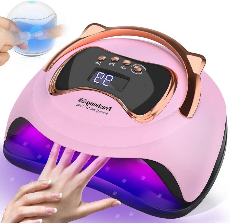 Elektrische Nageldroger UV-LED Lamp 180W Met Mini-UV Lamp Voor Nagels Nieuw Kattenoordesign Professionele Nagellamp Met 4 Timers Afneembare Basis Voor Alle Gelnagellak