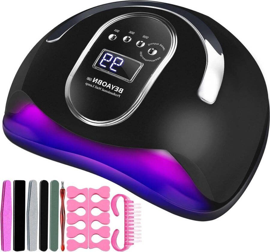 Elektrische Nageldroger UV LED Nagellamp 168W Nageltrockner voor Gel Nagellak Auto Sensor 4 timerinstellingen Professioneel Nagelgereedschap