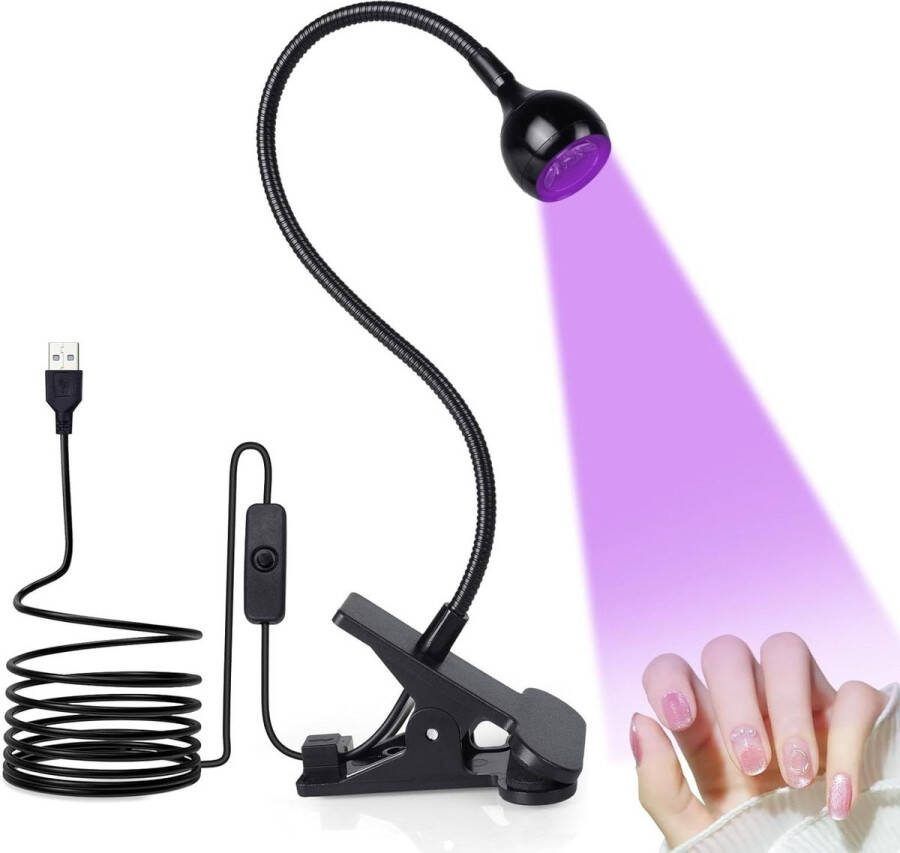 Elektrische Nageldroger UV-nagellamp kleine UV-lampen gelnagels 3W UV-lijmuithardingslamp oplaadbare mini USB-nageldroger Licht Draagbare led-nagelzaklamp Zwart 1PCS