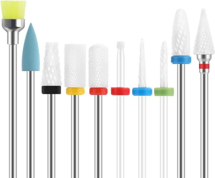 Elektrische Nagelvijl 10 stks Nail Boor Kit Keramiek Wolfraamcarbide Manicure Pedicure Thuis Salon Gebruik