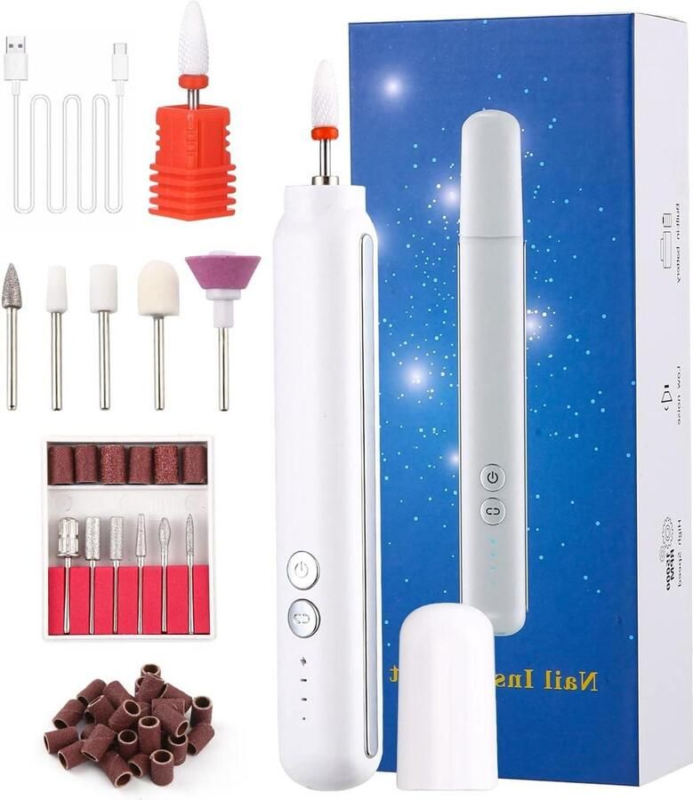 Elektrische Nagelvijl Acrylnagels Nagelfrees Neonail Gelnagelset Manicure-Pedicureset USB-Oplaadbaar Freess-Nagelvijlen Gelnagels