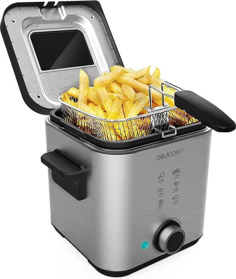 Elektrische Olie Friteuse CleanFry Advance 1500 Roestvrij Staal 15 L 900 W OilClean Filter Uitneembare Kom Deksel met Venster Hoge Kwaliteit Krachtig Frituurpan