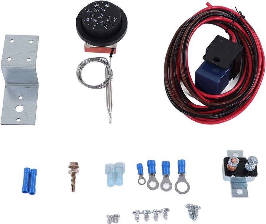 Elektrische Radiator Ventilator Thermostaat Controller Kit Koelventilator Bedrading Relais Draad Auto 21 Stuks Aanpassen Elektrische Radiator Ventilator Thermostaat Controle Relais Draad Auto Ventilator