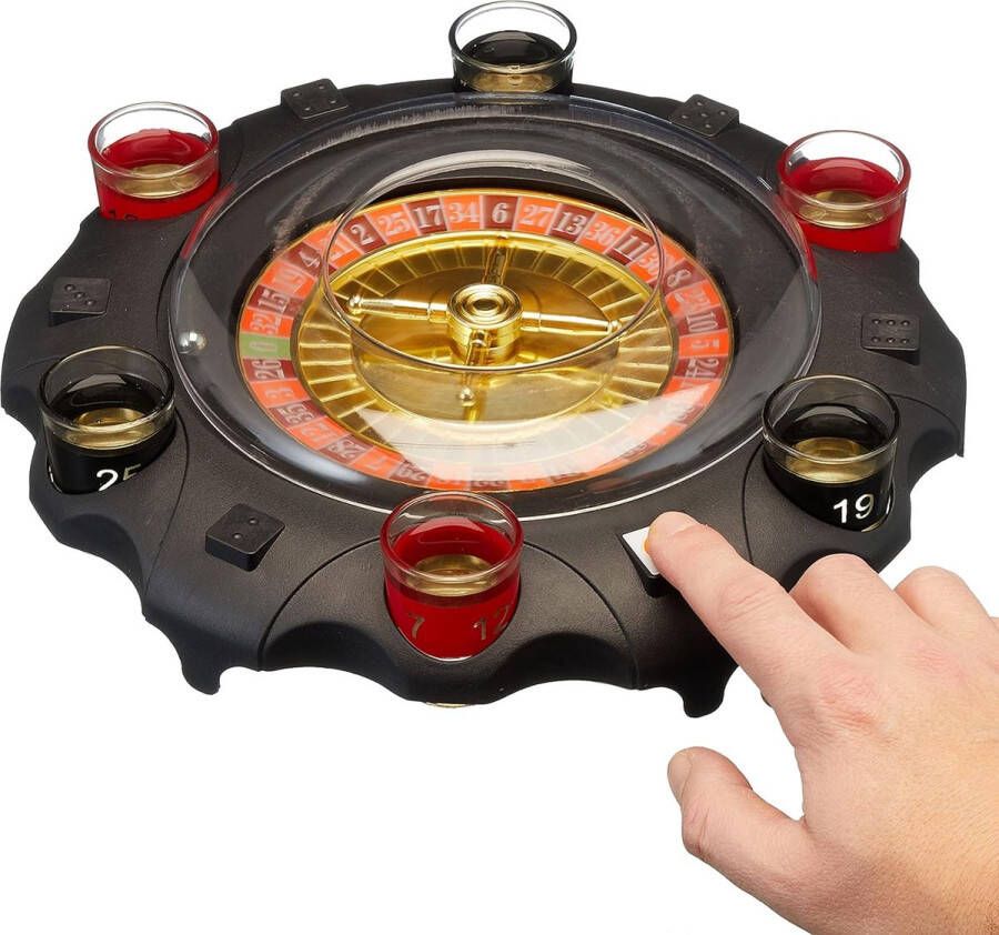 Elektrische Roulette Drankspel met 6 Shotglazen en 2 Ballen voor Volwassenen Perfect voor Oudejaarsavond en Verjaardagsfeesten