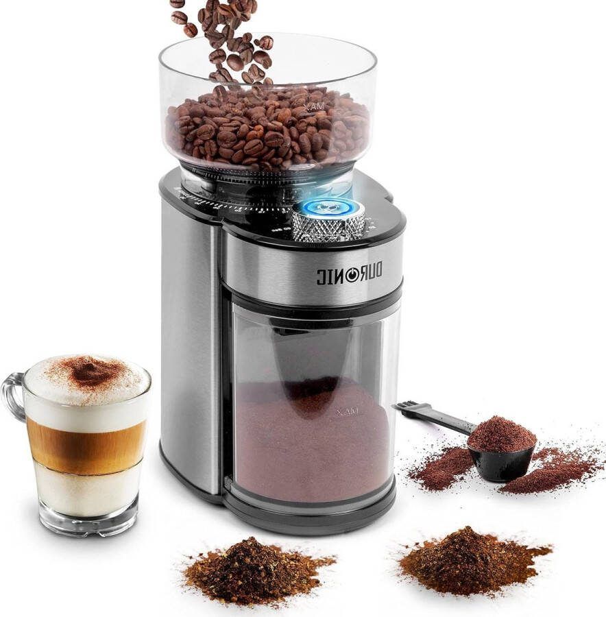 Elektrische schijfmolen 200 W koffiemolen met molen 200 g koffiebonen van grof tot fijn Hoeveelheidsdosering tot 12 koppen koffie Geschikt voor French Press Café