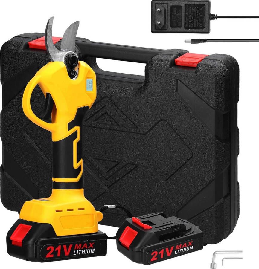 Elektrische snoeischaar Met 2 accu's Accu snoeischaar Elektrische snoeischaar met accu takkenschaar Inclusief koffer Must have voor in de tuin!