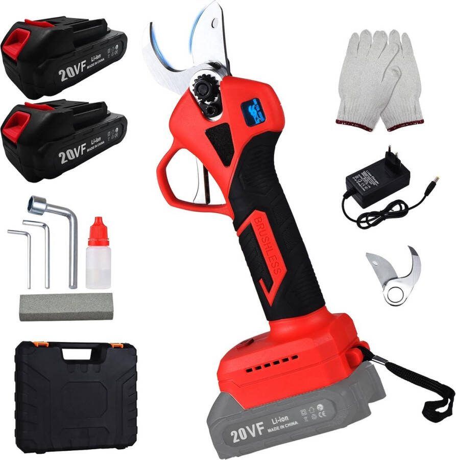 Elektrische snoeischaar Met 2 accu's Accu snoeischaar Elektrische snoeischaar met accu takkenschaar Inclusief koffer Must have voor in de tuin!