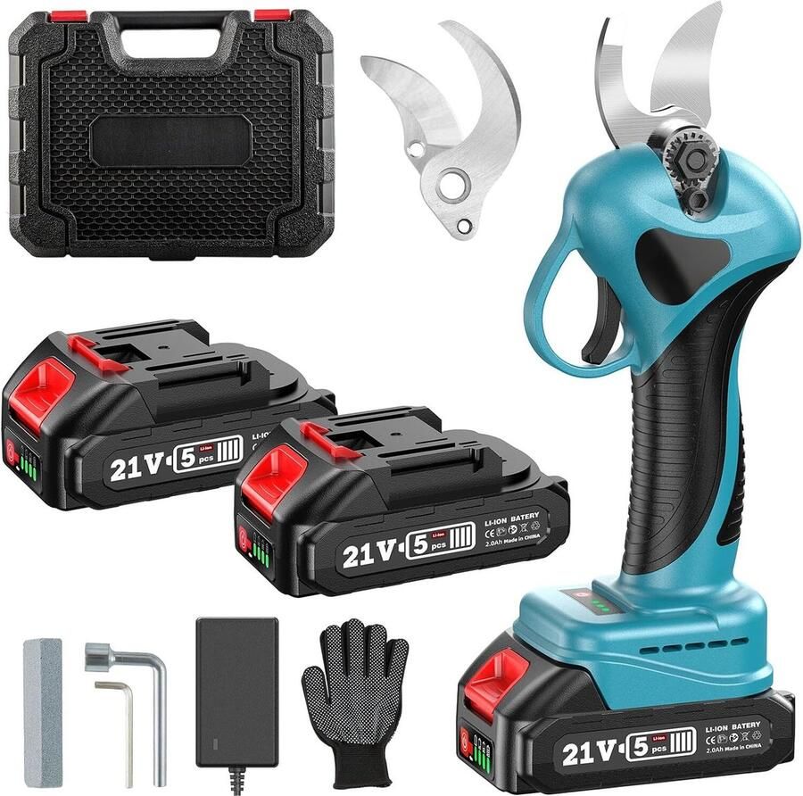 Elektrische snoeischaar Met 2 accu's Accu snoeischaar Elektrische snoeischaar met accu takkenschaar Inclusief koffer Must have voor in de tuin!
