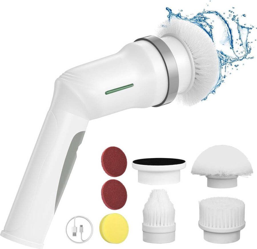 Elektrische Spin Scrubber 360 graden reinigingsborstel met 5 scrubber borstelkoppen 390 tpm motor handheld tegelreiniger