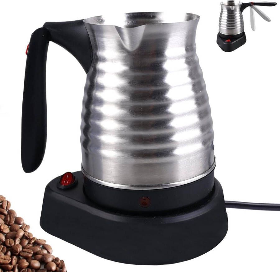 Elektrische Turkse koffiepot roestvrij staal opvouwbare handgreep 500 ml familie kantoor 600 W zilver Koffiepot