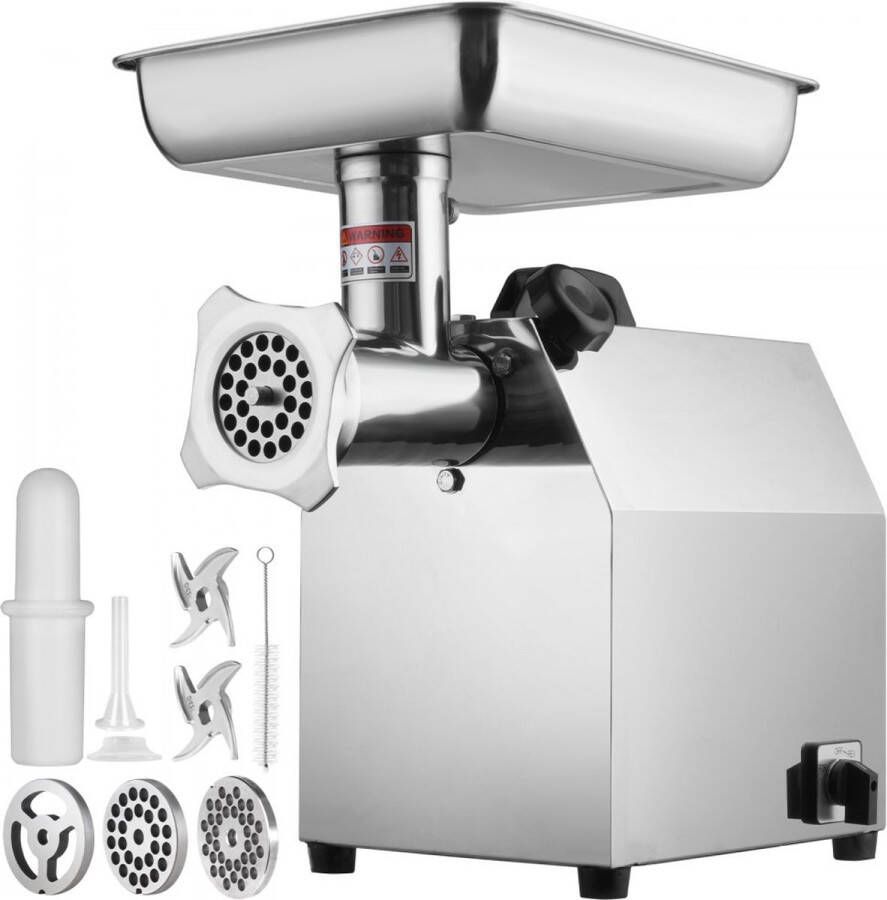 Dakta elektrische vleesmolen RVS vleesmachine 3 76 kg minuut gehakt 650 W multi foodprocessor worstvuller incl. 2 snijplaten 1 worstkoker 2 messen voor rundvlees kip kalkoen etc