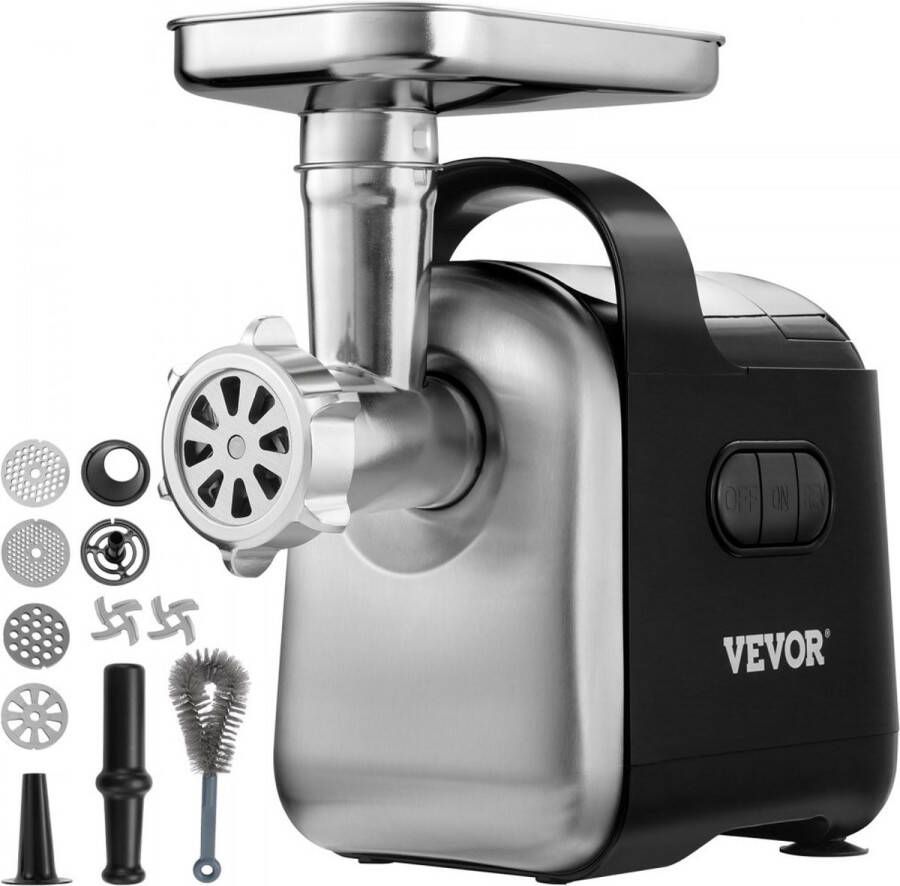 Dakta elektrische vleesmolen RVS vleesmachine 3 kg minuut gehakt 550 W multi foodprocessor worstvuller incl. 2 snijplaten 3 worsttubes 2 messen voor rund kip kalkoen etc