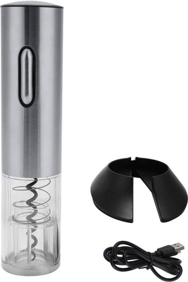 Elektrische wijnopener USB oplaadbare automatische wijnkurkentrekker van roestvrij staal + foliesnijder