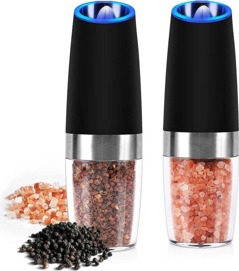 Elektrische Zout- en Pepermolen met Instelbare Grofheid Automatische Switch Spices Shaker Set van 2 (Zwart) salt and pepper grinder set copper