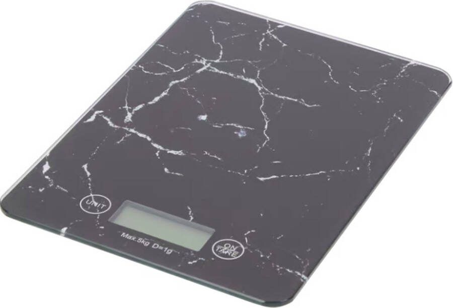 Elektronische keukenweegschaal Glas Marmer Zwart Tot 5 KG Incl Batterijen