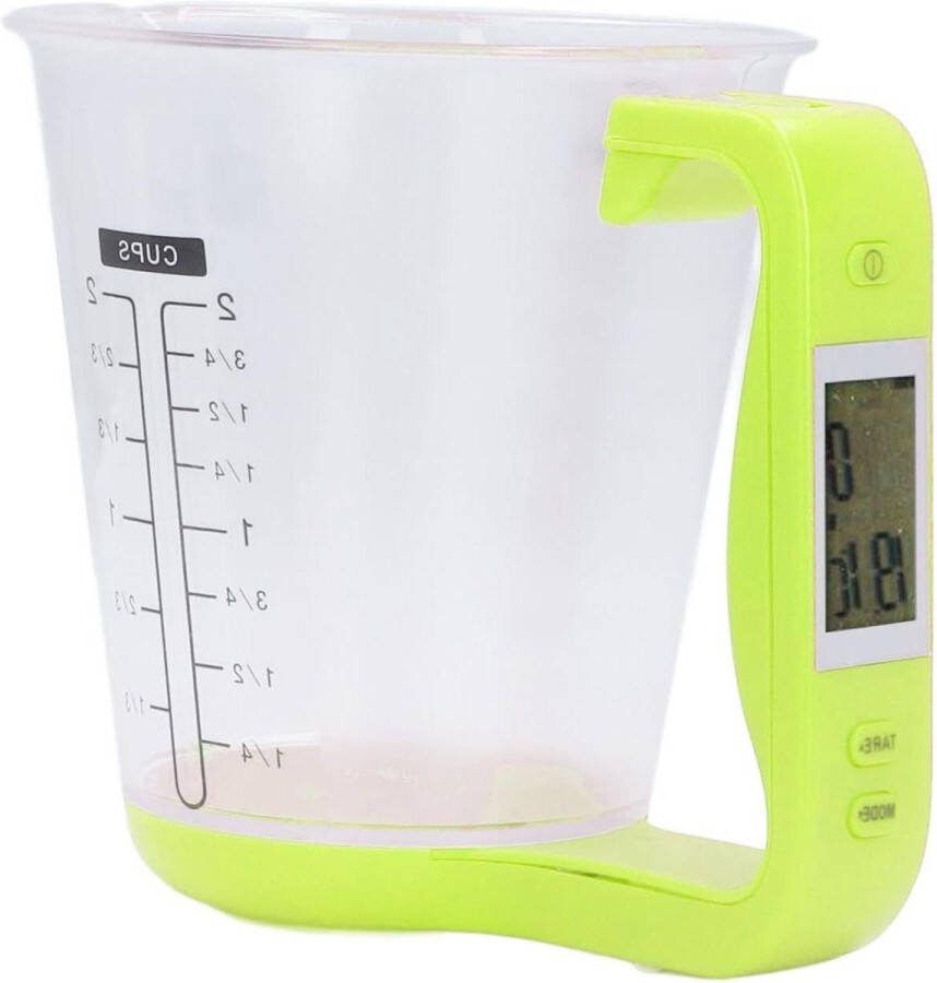 Elektronische Schaal Maatbeker met LCD Display Digitale Voedselweegschaal Maatbeker voor Keuken Koffie Melk Specerijen 1 kg (groen) Measuring cup