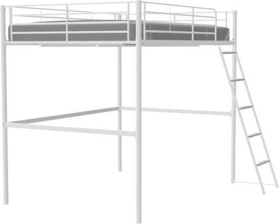 Merkloos Edibur Mezzanine hoogslaper bed 140 X 190 cm wit