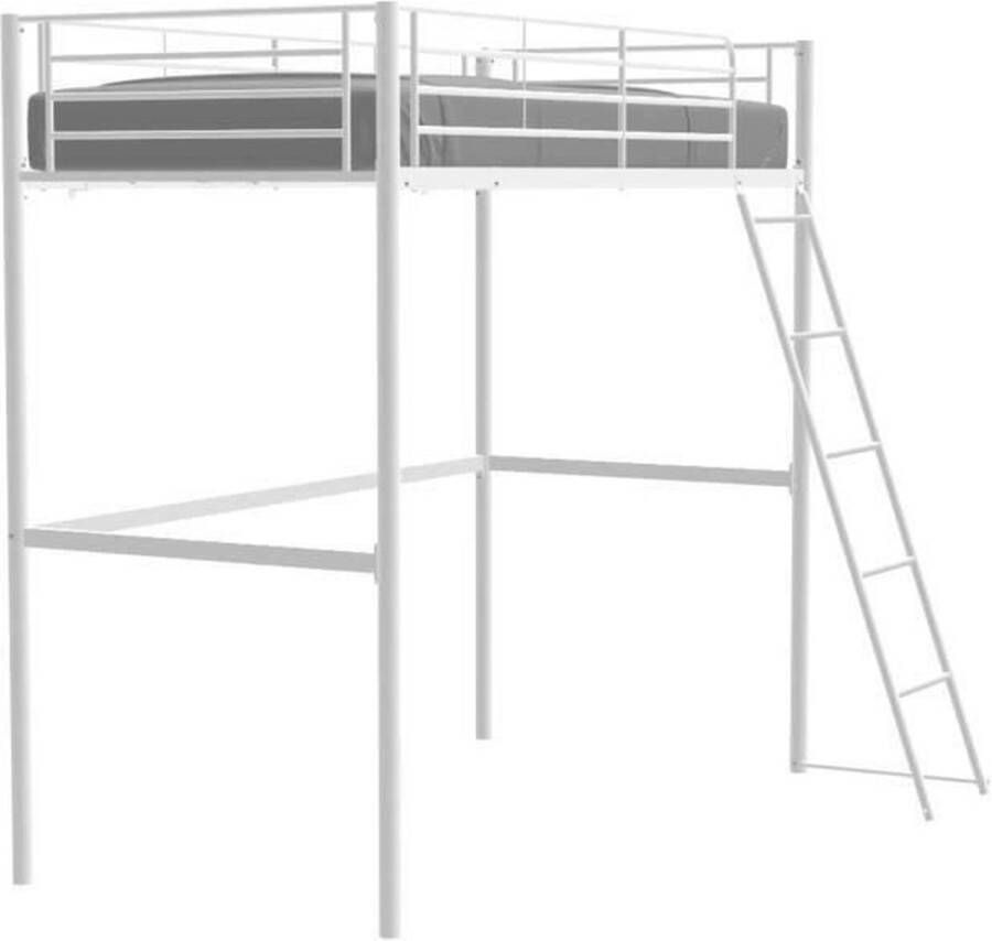 Merkloos Edibur Mezzanine hoogslaper bed 90 X 190 cm wit