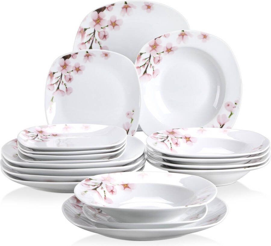 EliteNest Keukenporselein 18-delig Serviesgoed Dinerbord Set Uniek en Kleurrijk Design Keramisch Voor 6 Personen