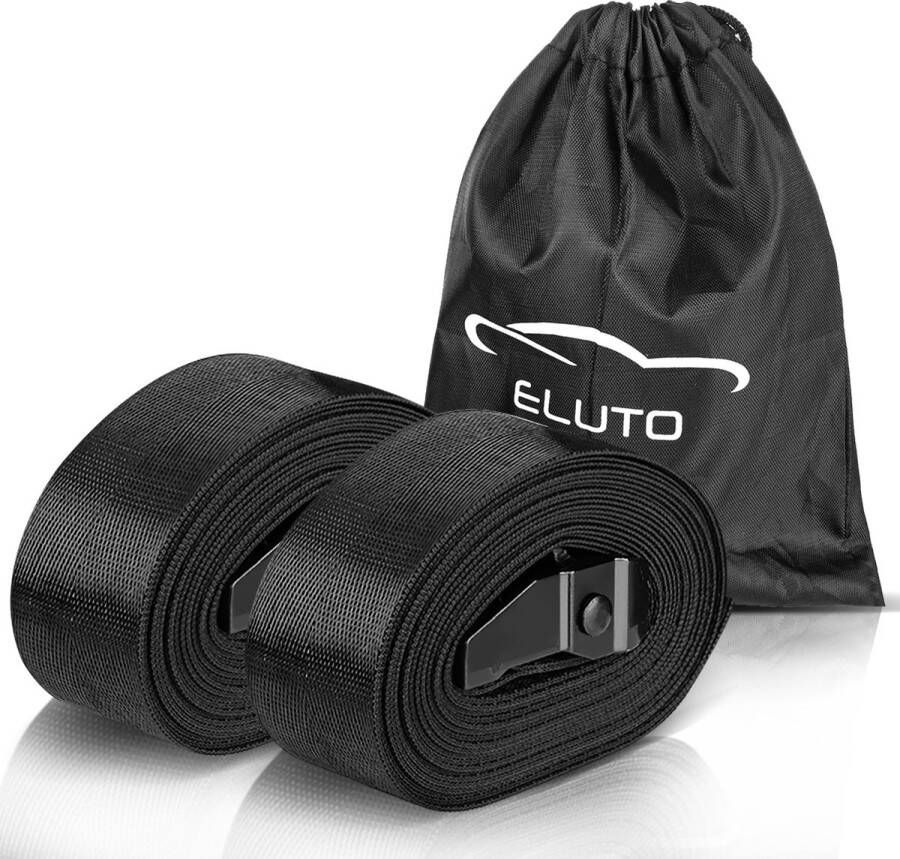 ELUTO Spanbanden 2 Stuks met Klemgesp 400 cm x 3 8 cm 250 kg Bindriemen Sjorbanden Zwart