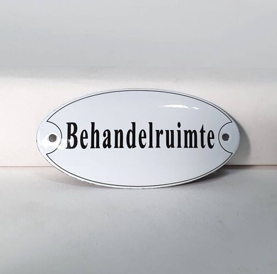 Emaille deurbordje wandbord Behandelruimte 10 x 5 cm Ovaal NS-10
