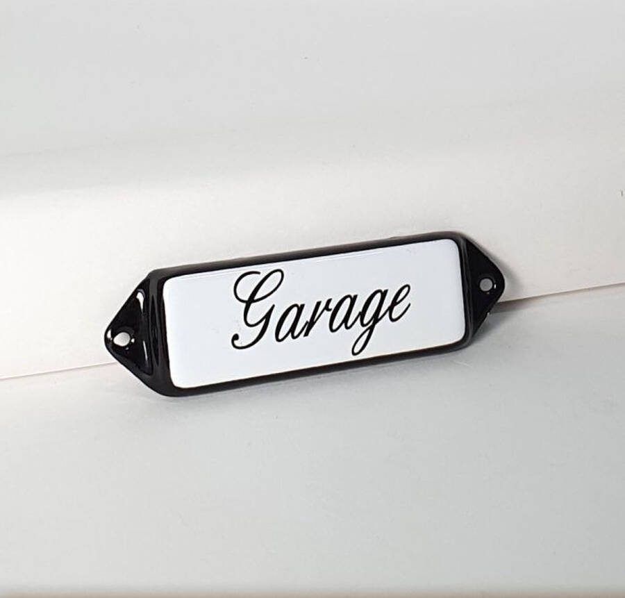 Emaille deurbordje wandbord Garage 10 x 3 cm model oor schuinschrift