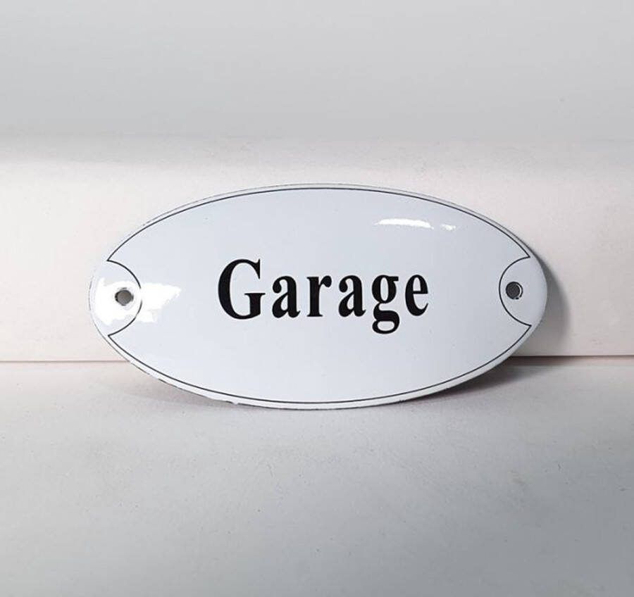 Emaille deurbordje wandbord Garage 10 x 5 cm Ovaal NS-10