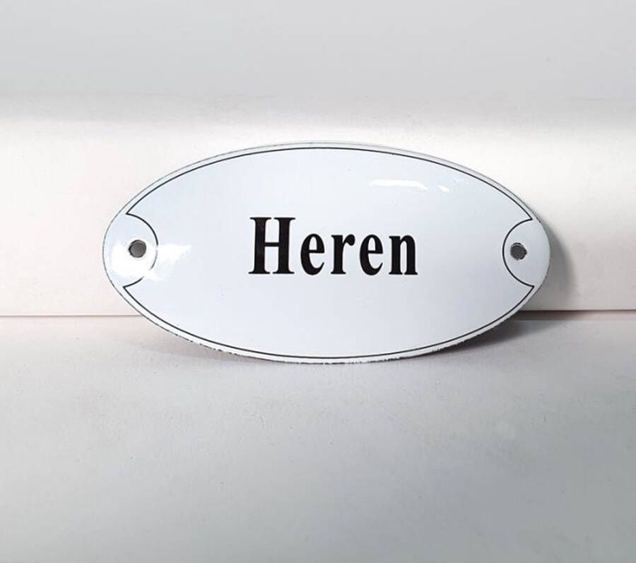 Emaille deurbordje wandbord Heren 10 x 5 cm Ovaal NS-10