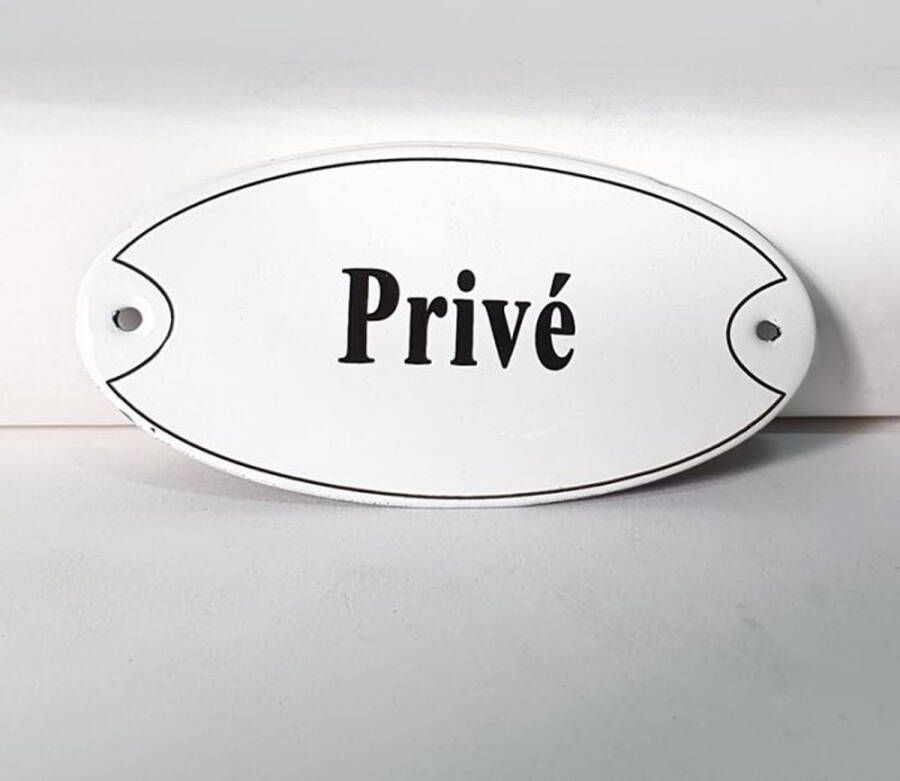 Emaille deurbordje wandbord Prive 10 x 5 cm Ovaal NS-10