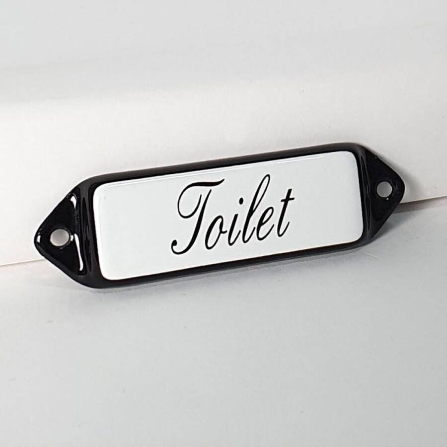 Emaille deurbordje wandbord Toilet 10 x 3 cm model oor schuinschrift